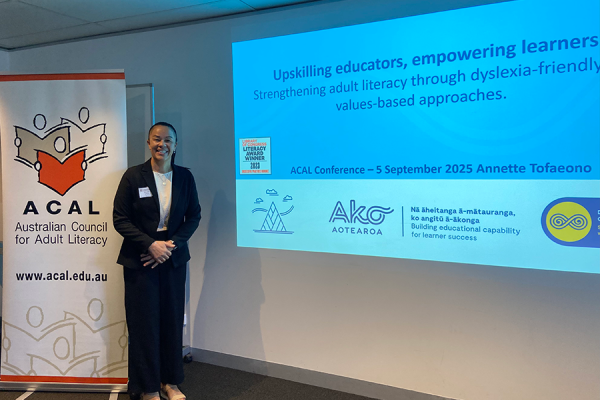 Annette Tofaeono presenting at the ACAL conference in Melbourne
